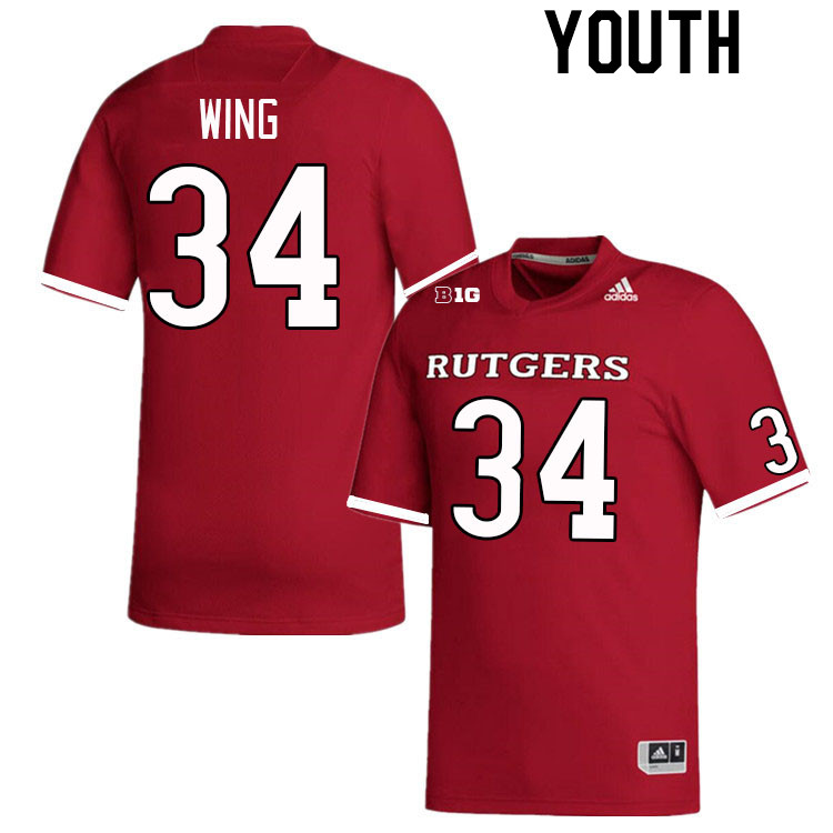 Youth #34 Micah Wing Rutgers Scarlet Knights College Football Jerseys Stitched Sale-Scarlet - Click Image to Close